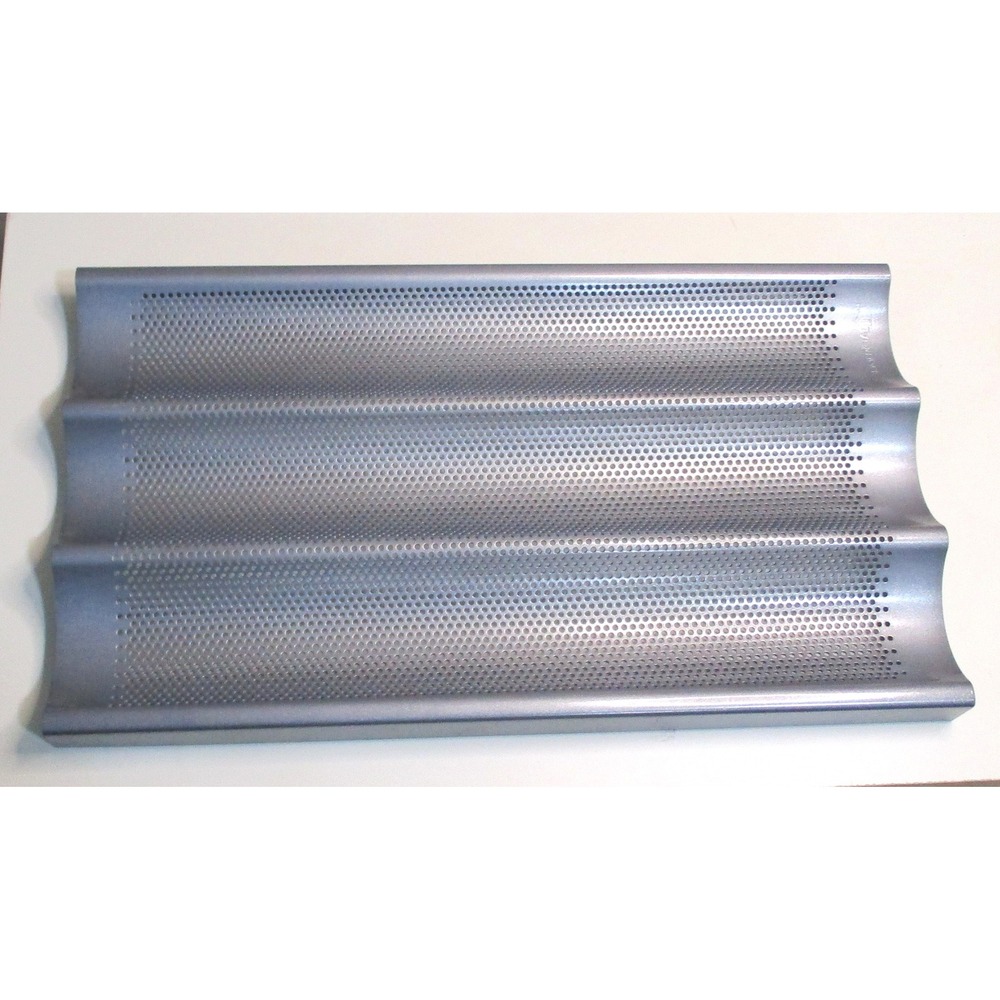 Chicago Metallic Commercial II Perforated Baguette Pan 3 Loaf Non-Stick Silver